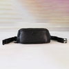 Soft Genuine Leather Sling Bag Crossbody Fanny Pack with Extended Waist Belt Black