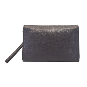 Men Wristlet Clutch Bag Brown Handbag Ostrich Leather Wallet