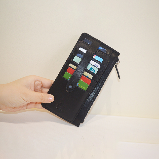 Black Ultra Soft Bifold Multi Card Case Holder Purse Wallet with Zipper Pocket