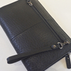 Handbag for Men Clutch Bag Black Ostrich Leather Wallet with Wristlet