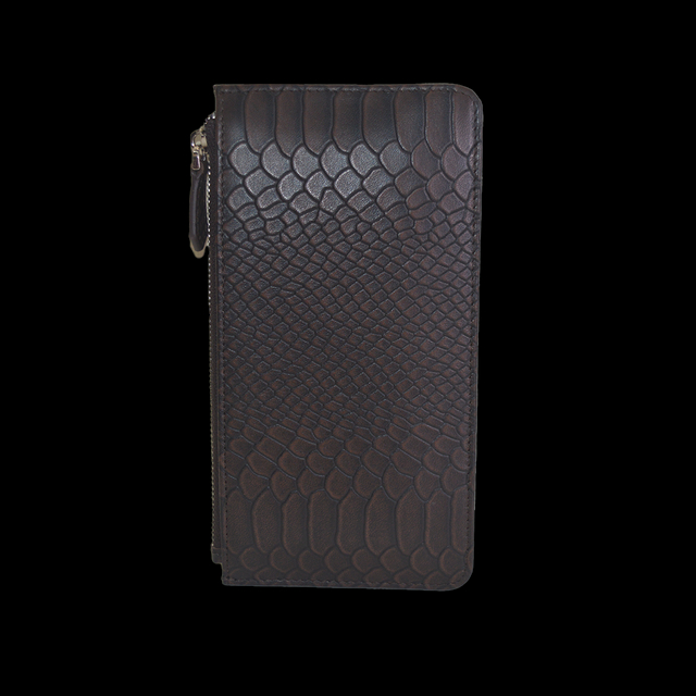Brown New Crocodile Wallets Bifold Multi Card Case Purse with Zipper Pocket