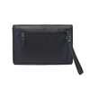 Handbag for Men Clutch Bag Black Ostrich Leather Wallet with Wristlet
