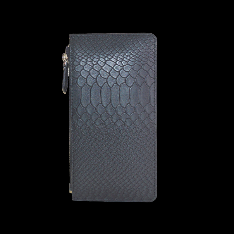Black New Crocodile Wallets Bifold Multi Card Case Classic Purse with Zipper Pocket