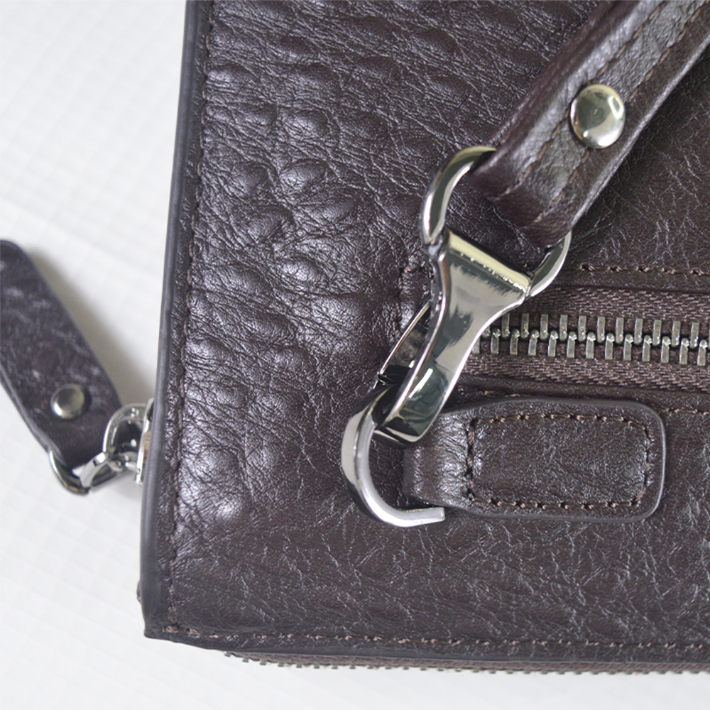 Men Wristlet Clutch Bag Brown Handbag Ostrich Leather Wallet