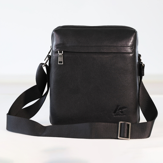 Men's Leather Small Crossbody Bag for Work Business Travel