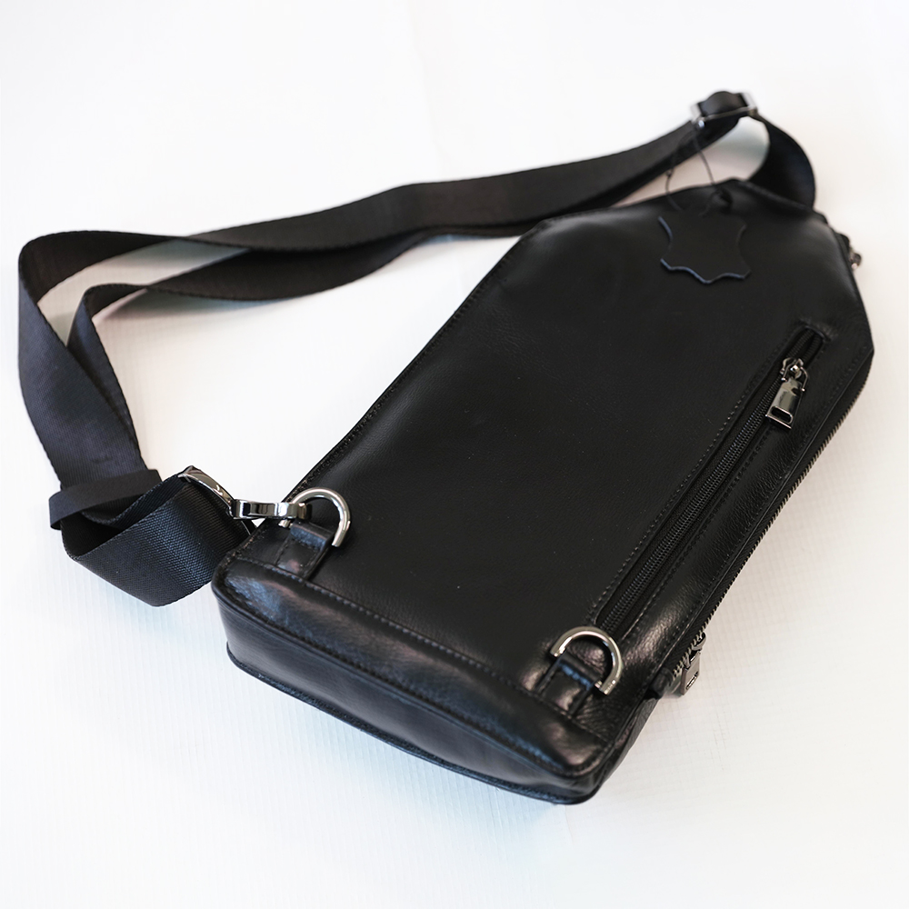 Genuine Leather Sling Bag Multiple Pockets Chest Bag