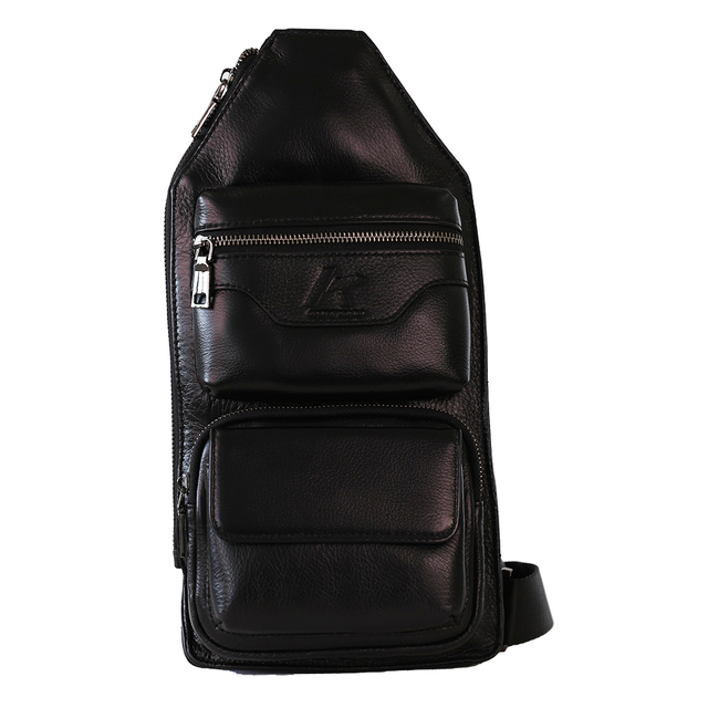 Genuine Leather Sling Bag Multiple Pockets Chest Bag