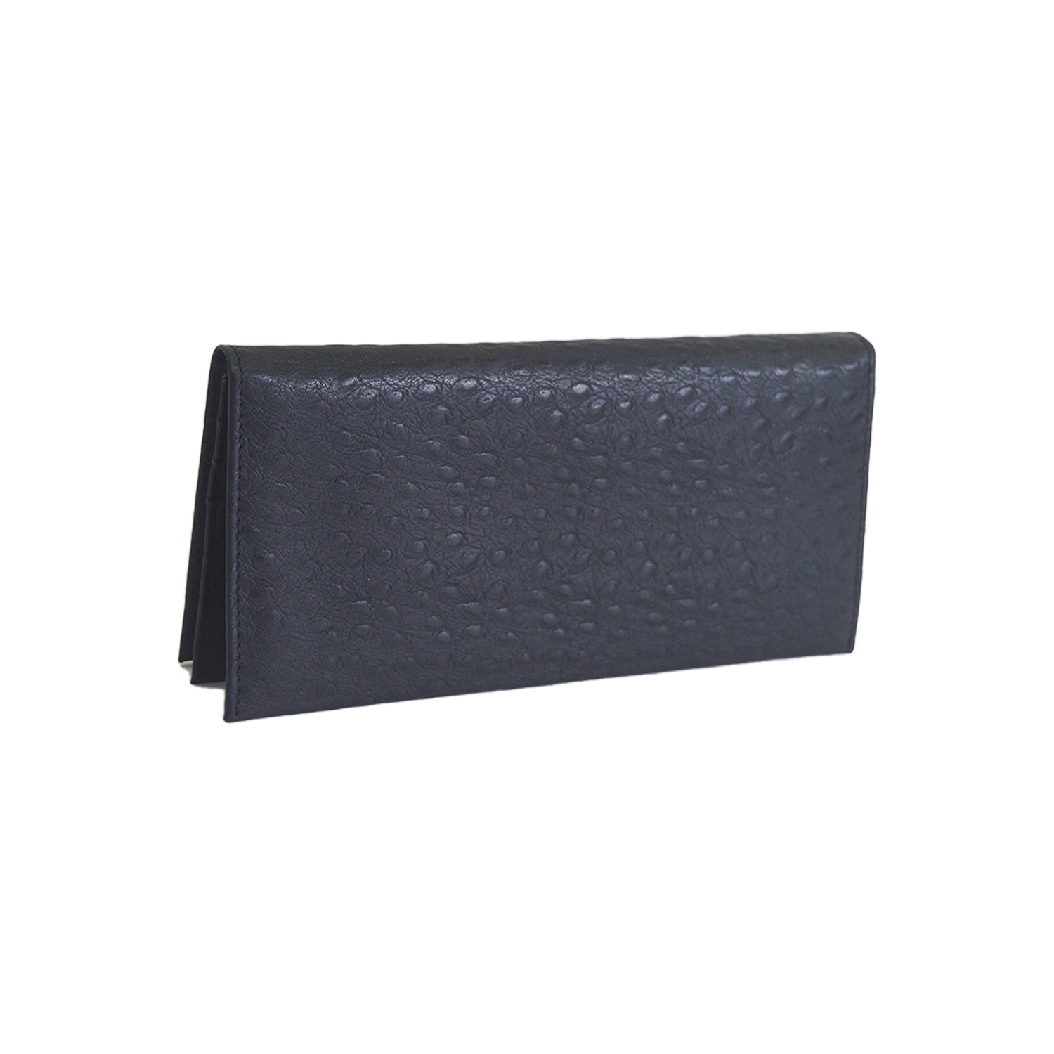 Mens Stylish Flip Fold Slim Design Wallet Black Bifold Ostrich Real Leather Wallet