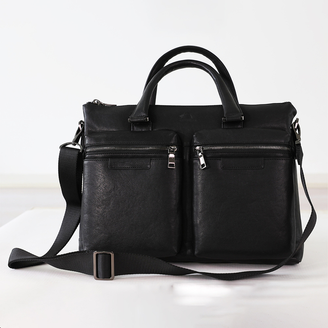 Men's Genuine Leather Briefcase 15 Inch Laptop Case Business Work Multiple Pockets Messenger Shoulder Bag