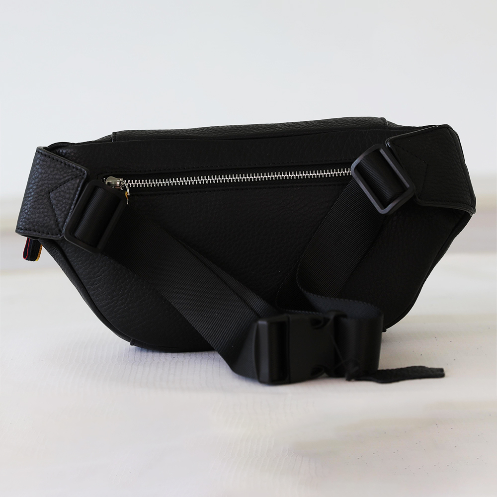 Genuine Leather Designer Travel Fanny Pack with Waist Belt Black
