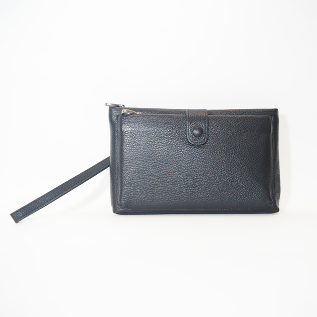 Men Clutch Bag Long Wallet Purse Card Holder Case Genuine Leather Business Classic Clutch with Double Zip Handbag