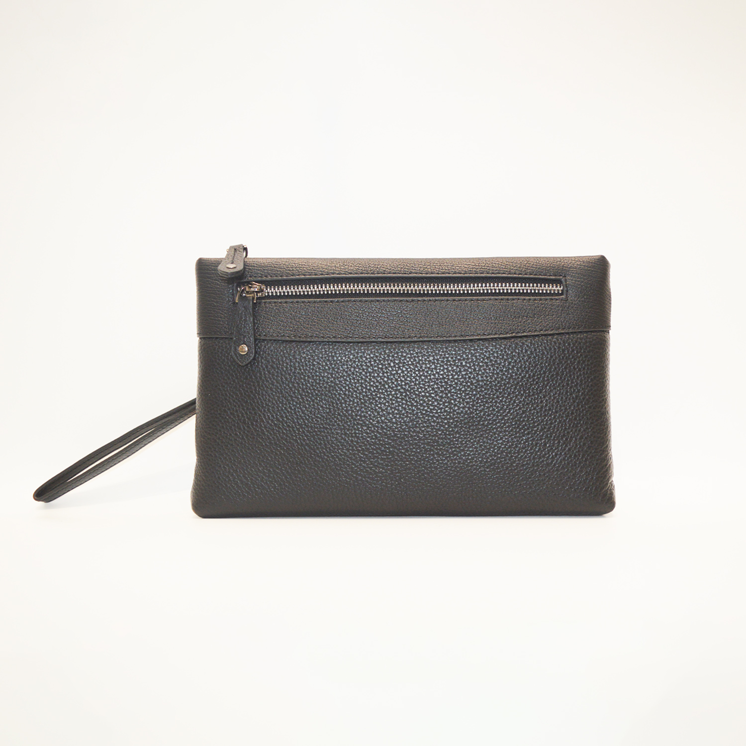 Men's Genuine Leather Envelope Clutch Handbag with Phone Pocket and 6 Card Slots