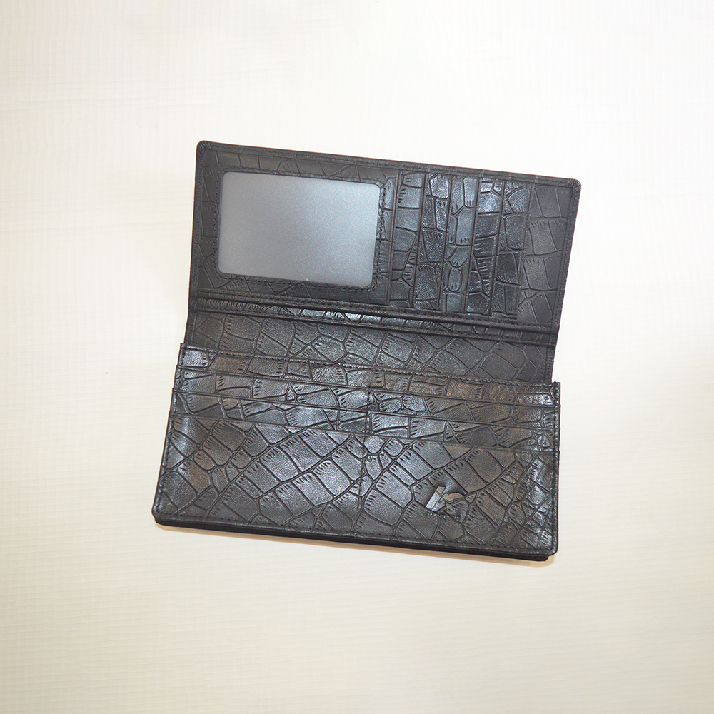 Vintage Black Thick Crocodile Clutch Wallet Credit Card Holder