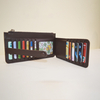 Fashion Brown Ultra Soft Leather Bifold Multi Card Case Holder Wallet with Zipper Pocket Handbag