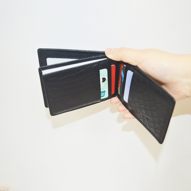 Black Crocodile Clutch Wallet Bifold Wallet Credit Card Holder for Women Men