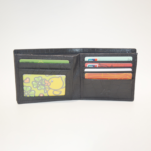Black Thick Crocodile Clutch Wallet Credit Card Holder with Zipper Pocket Handbag