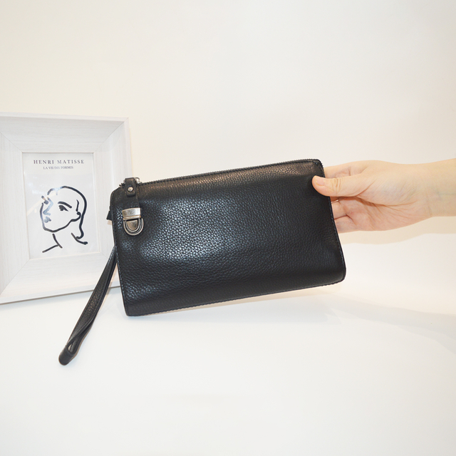 Mens Business Wallet Real Leather Clutch Purse Bag Versatile Anti Theft Clutch Phone Holder Handbag